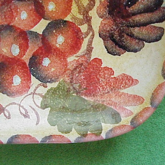 VTG set of handpainted in Italy Square Serving Fruit Wine & Cheese plates 8.5" - Picture 6 of 6